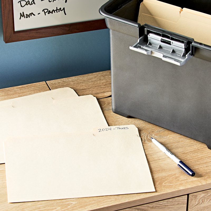 Letter Size 1/3 Cut File Folders - Manila, Bulk Pack of 75