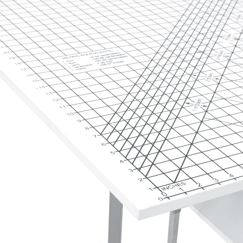 Height Adjustable Foldable Craft Table with Sewing Storage and Cutting Grid