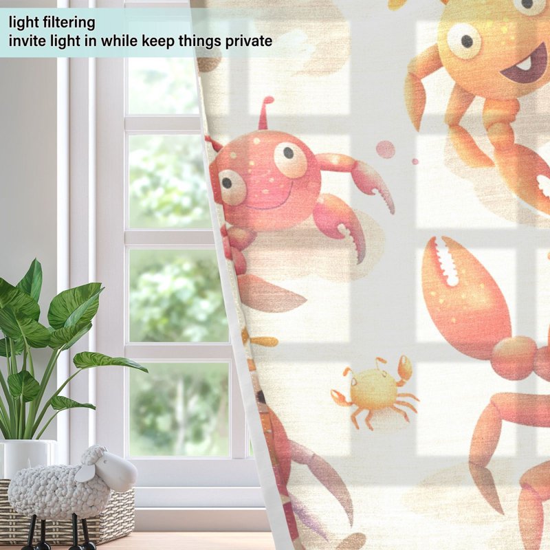 Sheer Curtain Set 2 Panels Light Filtering Window Drapes for Bedroom & Living Room