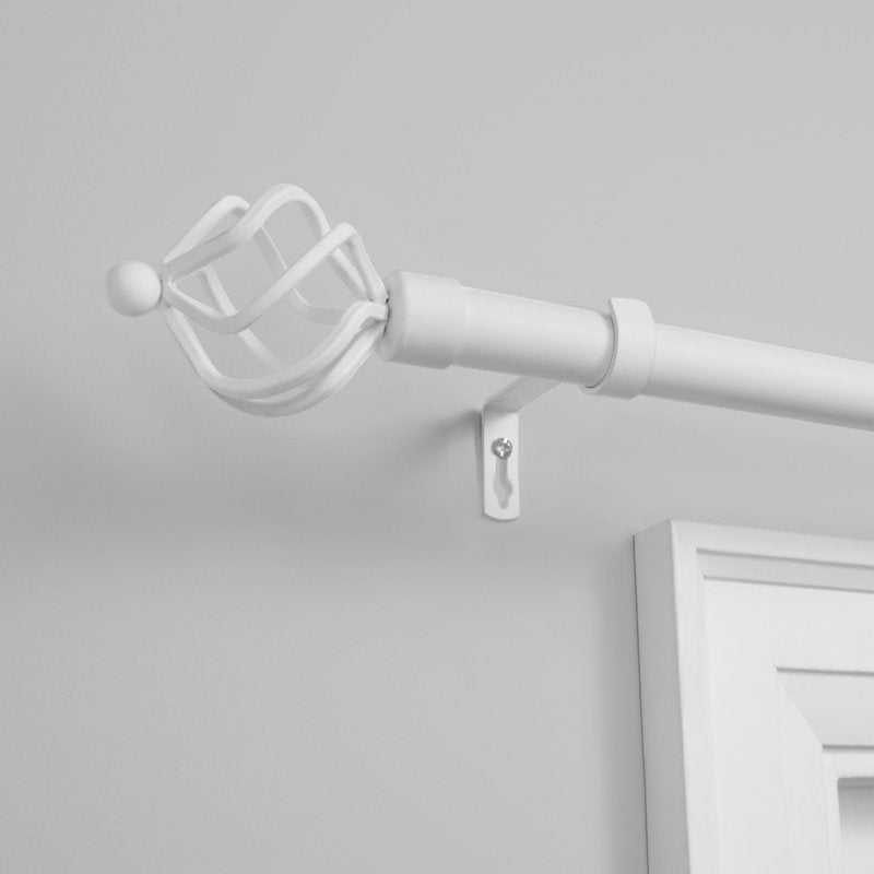 Adjustable 1-Inch Curtain Rod & Finial Set - Matte White, Supports Up to 25 lbs