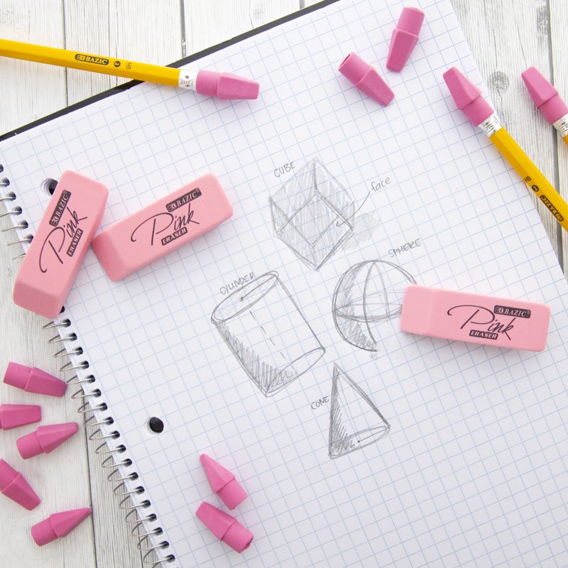 Pink Erasers & Pencil Top Caps Set - Latex-Free Classroom Supplies