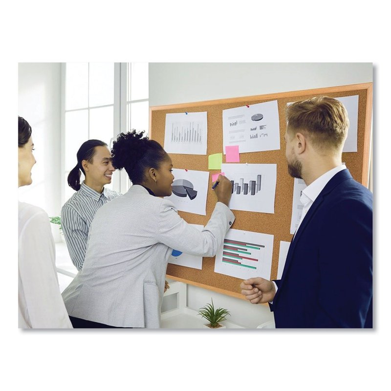 Cork Bulletin Board 35.4 W x 23.64 H Wall-Mount Classroom & Office Use