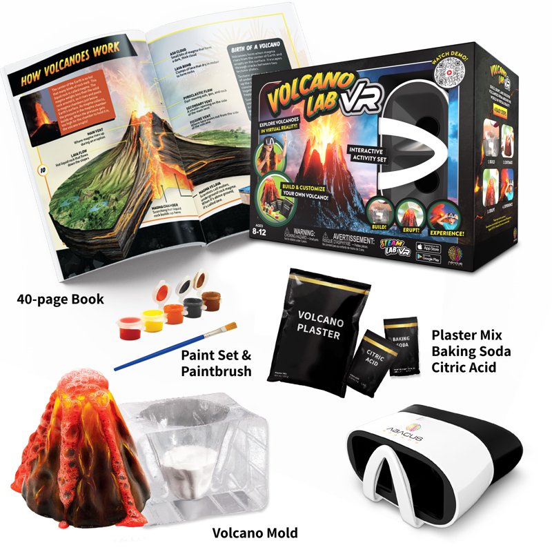 Kids VR Science Kit with Volcano Eruption and Virtual Reality Exploration
