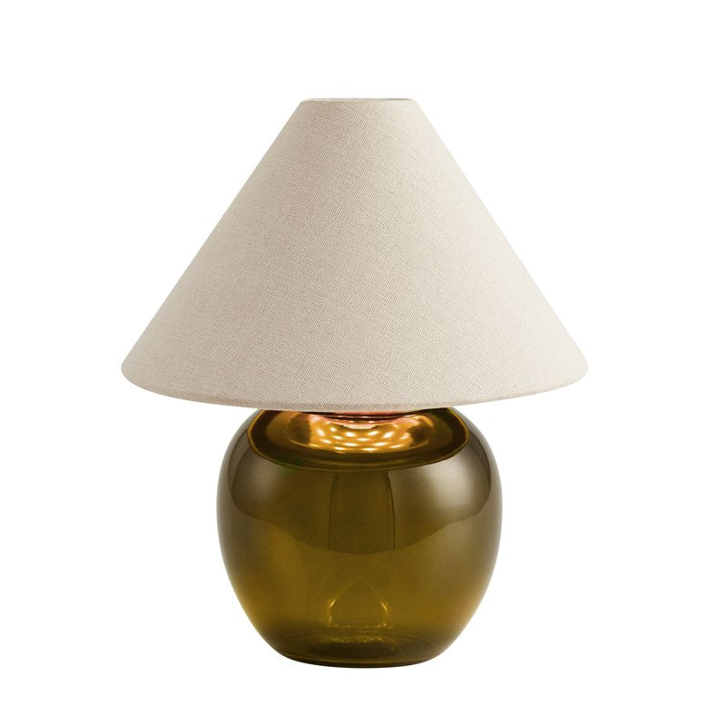 Rechargeable LED Table Lamp with Dimmable Touch Sensor - Green Glass Base