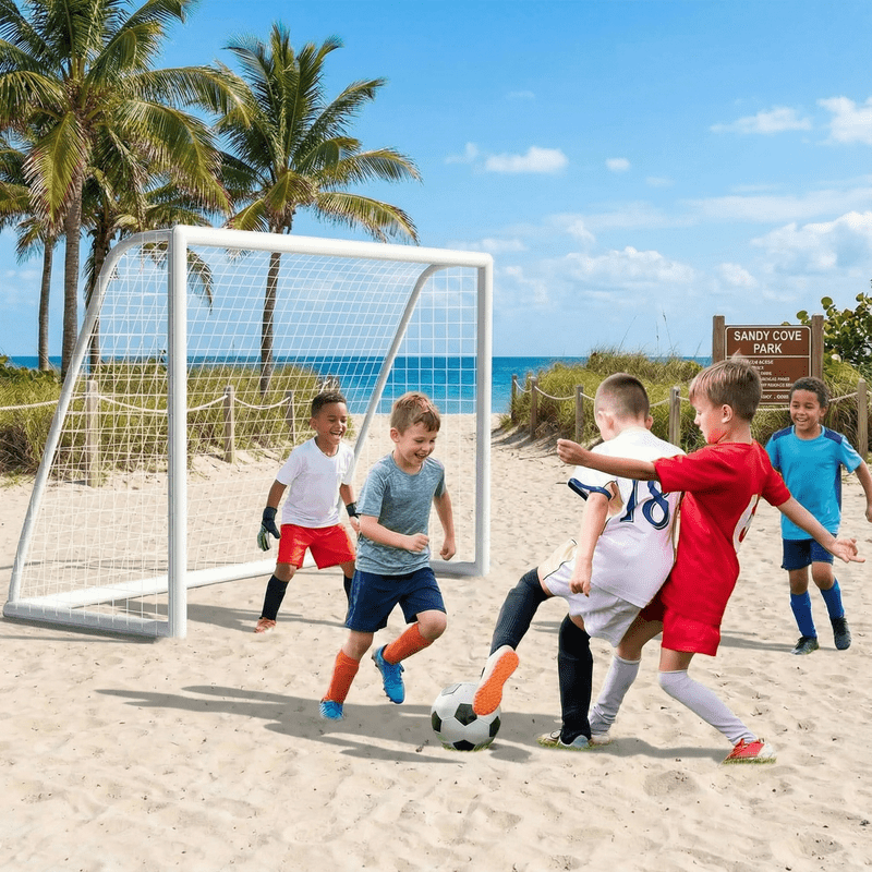 LIFERUN 8x6 ft Soccer Goal Net Set (2 Nets) with Carry Bag, UPVC Frame, Weatherproof – Portable for Backyard