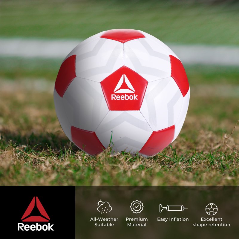 Reebok Size 5 Soccer Ball with Inflatable Pump - Durable Outdoor Play