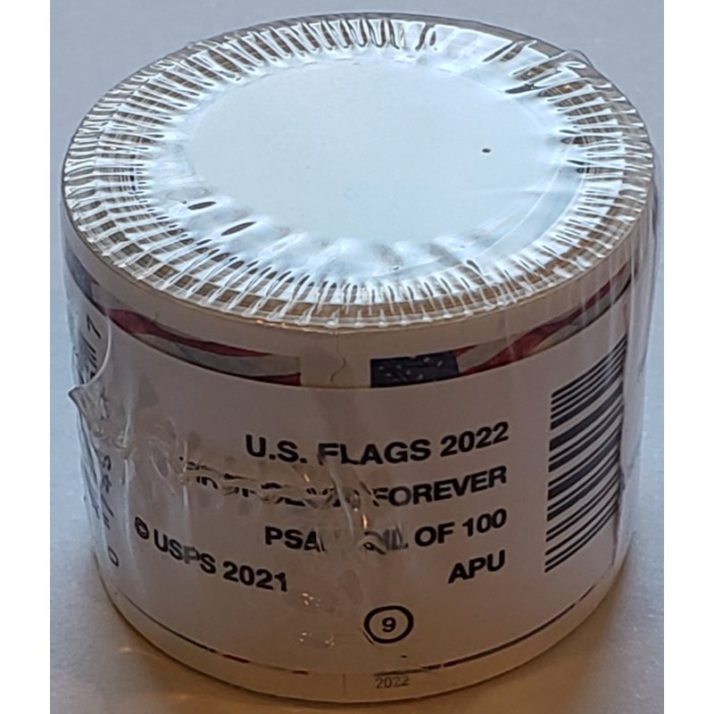 USPS Forever Stamp Roll of 100 U.S. Flag 2022 - Official Postal Stamp