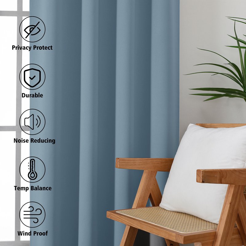 Aether 40x72 Mineral Blackout Curtains - 2 Panels, 72 Inch, Thermal Drapes for French / Sliding Glass Door - 40" W x 72" L
