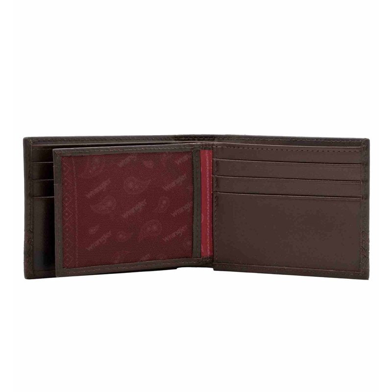 Men's Bifold Leather Wallet with Basket Weave Pattern - Western Style
