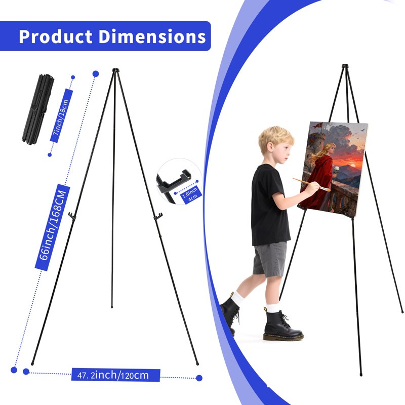 Adjustable Art Easel Stand with Clips & Carry Bag - Portable Folding Display Stand for Painting & Signs