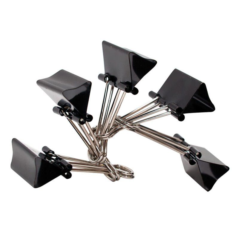 Medium Black Binder Clips - 1 1/4 Inch Wide, 5/8 Capacity, Pack of 144