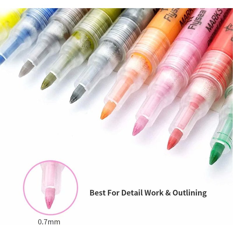 24 Color Acrylic Paint Pens Set for Rocks Glass Wood Fabric & Crafts - 0.7mm