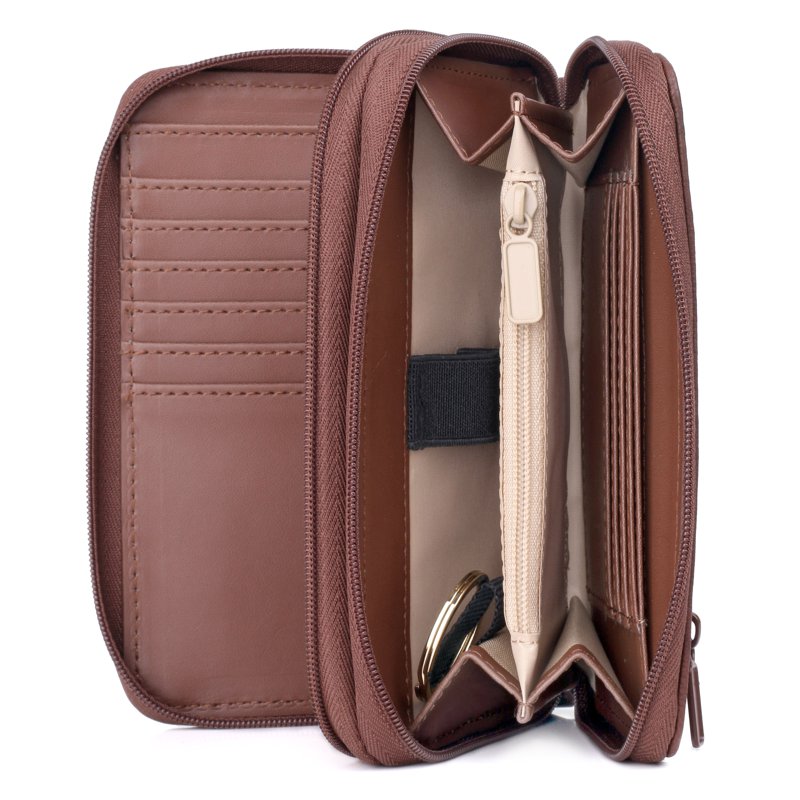 Women's Leather Double Zip Organizer Bag - Multiple Colors
