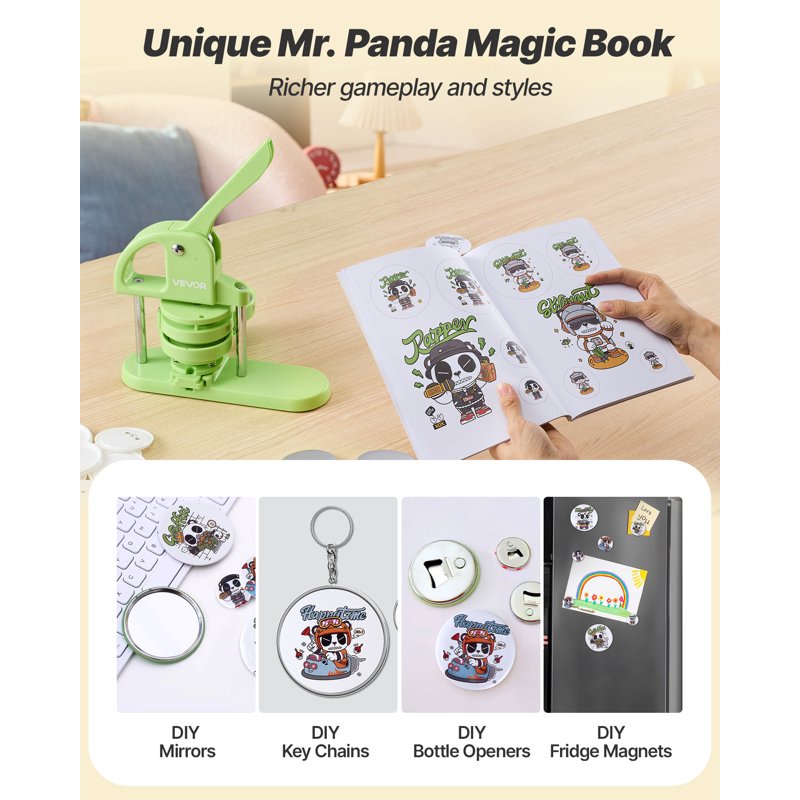 Button Maker Machine 2.95 Inch with 100 Button Parts & Handle - DIY Badge & Keychain