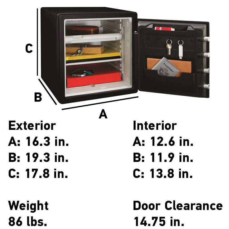 Fireproof Water-Resistant Security Safe with Digital Lock 1.2 Cu Ft