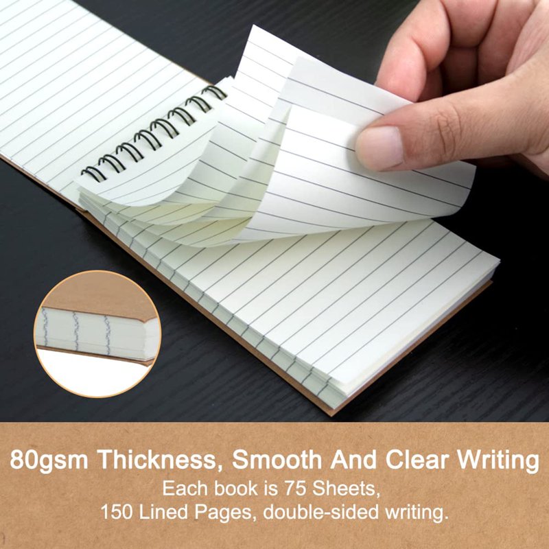 Mini Pocket Spiral Notebooks 3x5 Inches - 6 Pack Small Memo Pads for Office & Travel