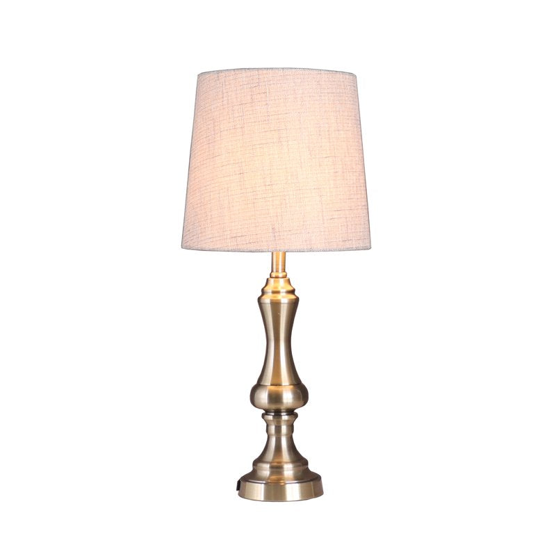 Table Lamp Base with AC Outlet - Brass Finish, 18.75 Inch Modern Desk Light