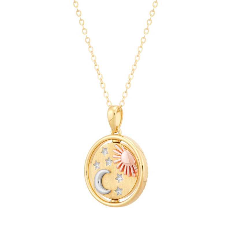 Sterling Silver and Gold Plated Reversible Sun & Moon Pendant Necklace 20"