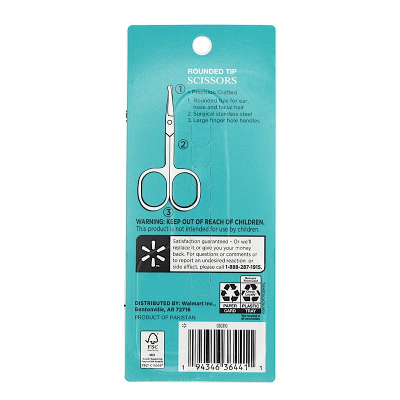 Safety Tip Grooming Scissors - Stainless Steel, Precise Ear and Facial Hair Trimming