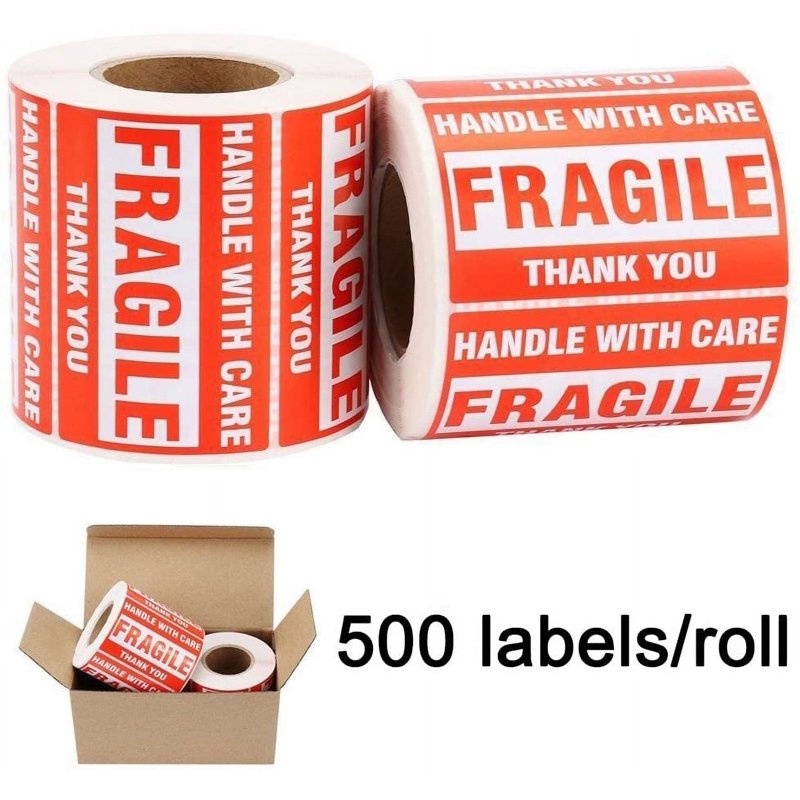 Fragile Shipping Labels 4 Rolls 2x3 Inch Handle With Care & Thank You Stickers