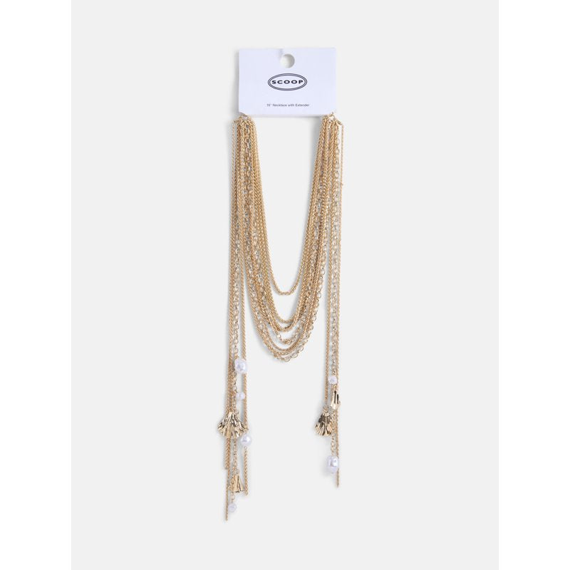 Gold-Tone Multi Strand Layered Necklace - Elegant Women's Jewelry