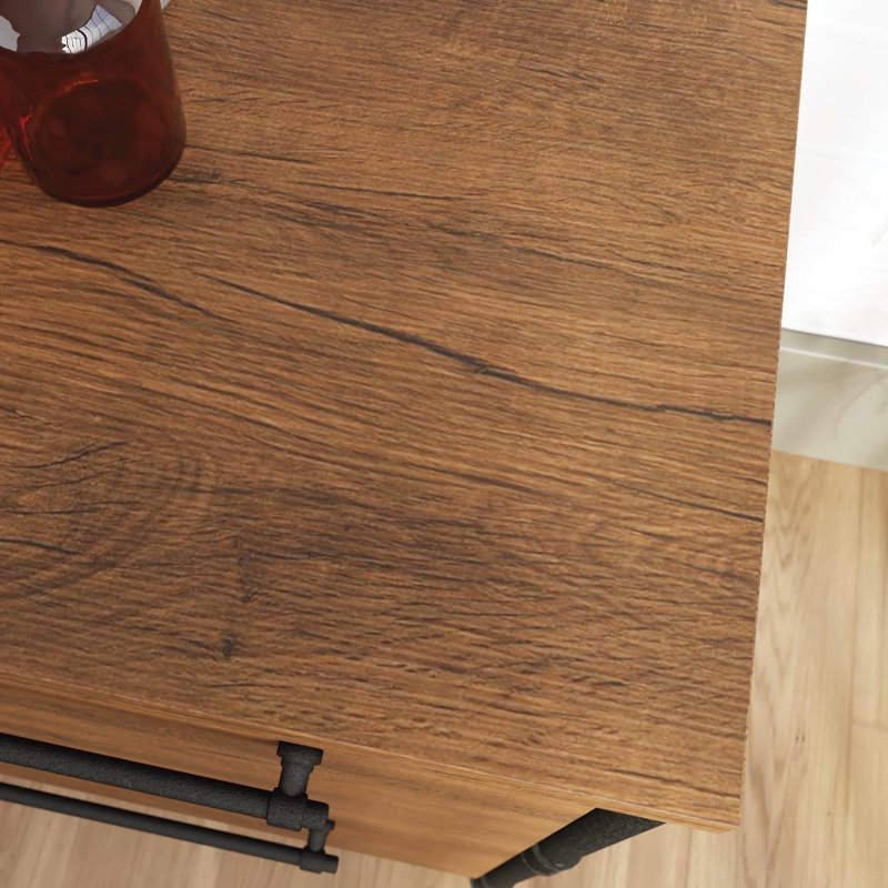 Industrial 2-Drawer Lateral File Cabinet in Checked Oak Finish - Home Office Storage