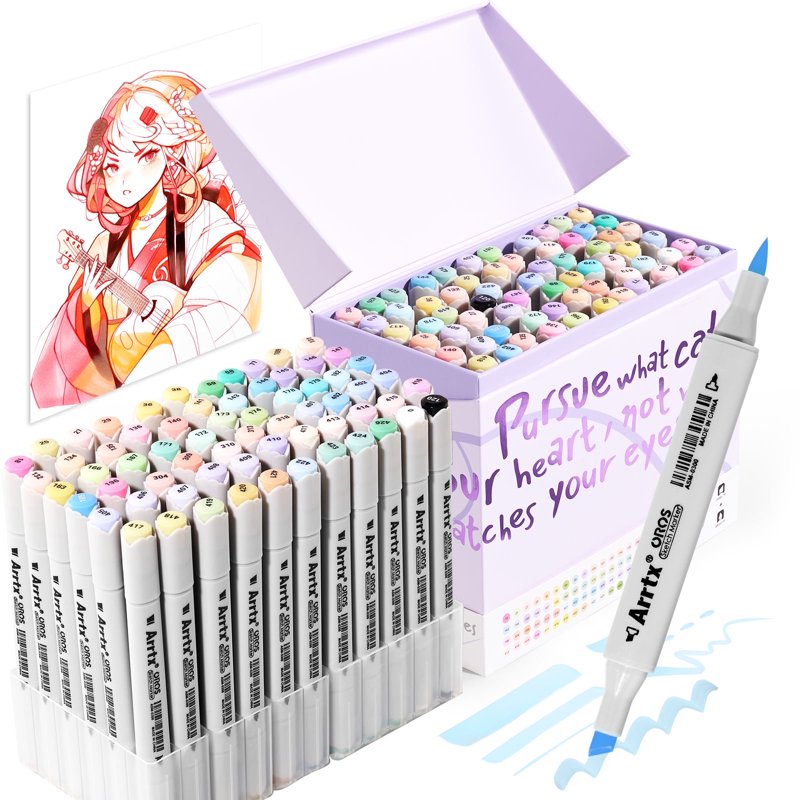 Arrtx Pastel Alcohol Markers Set with Dual Tips for Art & Illustration