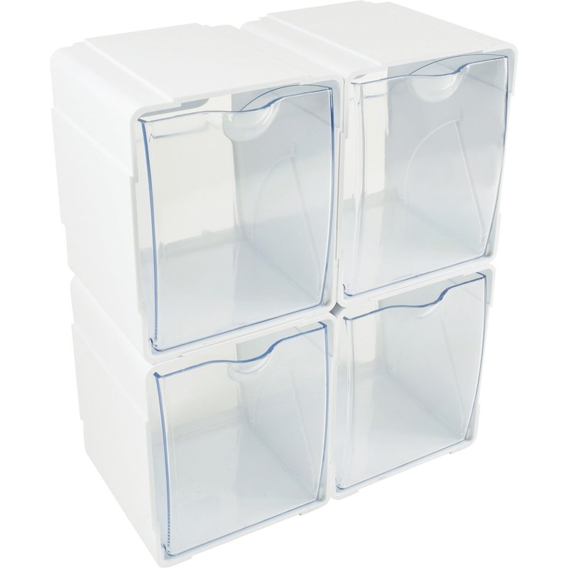 Interlocking Tilt Bin Storage Organizer - Clear and White, 4.625 x 4.875 x 5.5 inches