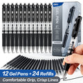 Deli Gel Pens 36 Pack, Black Ink, 0.7 mm Fine Point – Fast Dry, Refillable