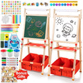 Kids Art Easel with Magnetic Double-Sided Board & Adjustable Height