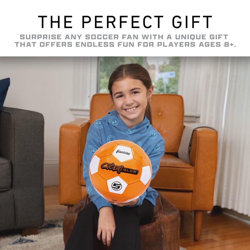 Glow in the Dark Soccer Ball - Official Size 5 with Impact-Activated LED Lights for Indoor & Outdoor Play