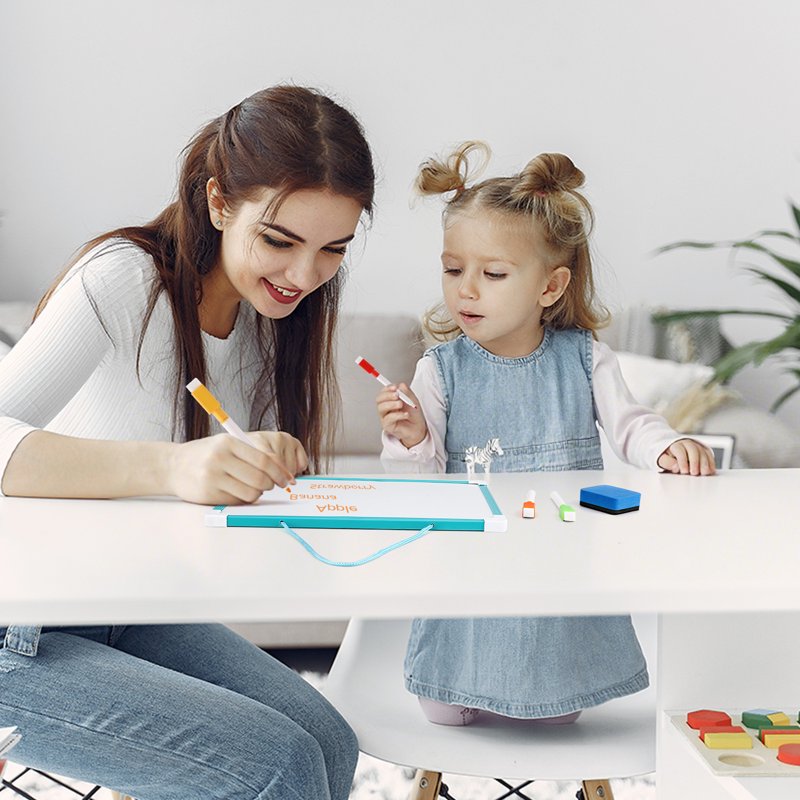 Small Double-Sided Magnetic Dry-Erase Whiteboard Set with Markers and Magnets