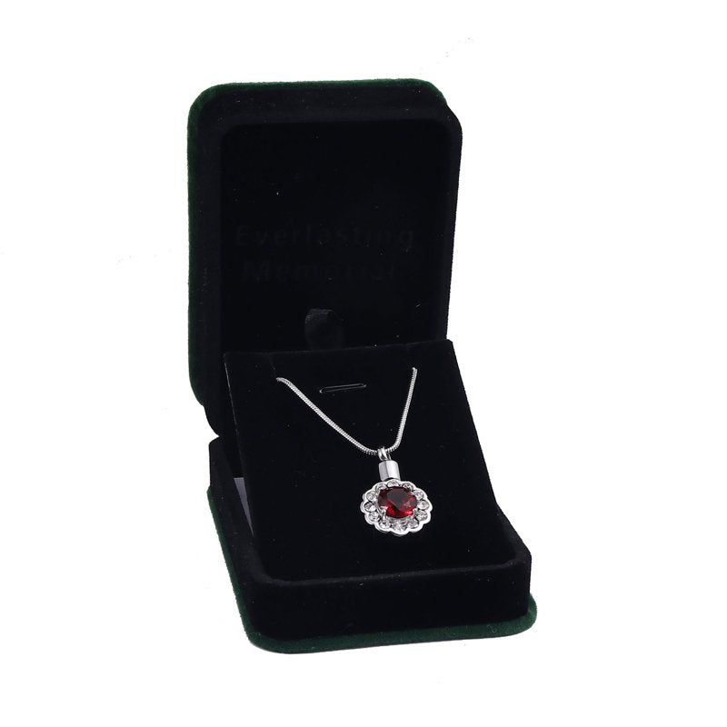 Pink Crystal Rhinestone Flower Cremation Urn Pendant Keepsake Jewelry with Free Funnel & Velvet Box