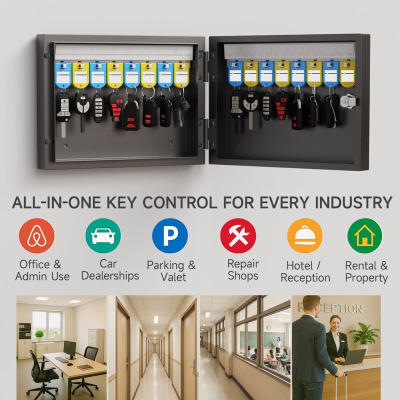 Large Key Lock Box with Dual Locking Method - Security Storage Cabinet for Home & Business