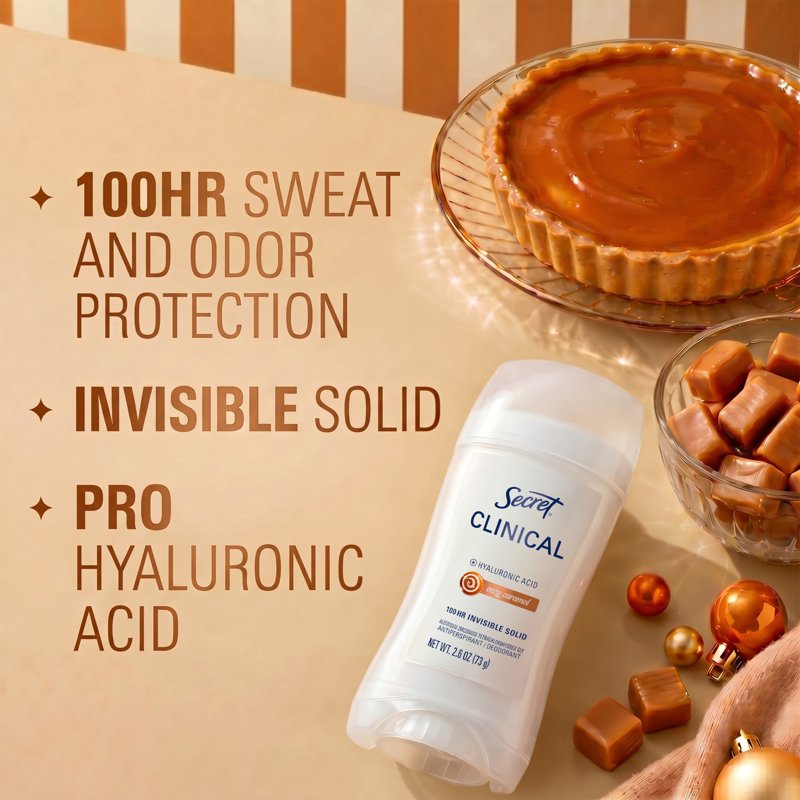 Secret 100HR Clinical Antiperspirant Deodorant for Women, Cozy Caramel, 2.6 oz