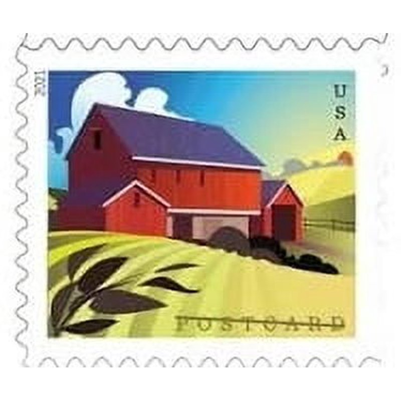 USPS Postcard Stamp Sheet of 20 - American Barns Seasonal Designs