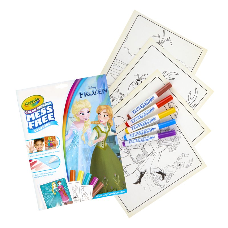 Color Wonder Frozen Coloring Set with 18 Pages & Markers - Mess-Free Kids Art Kit