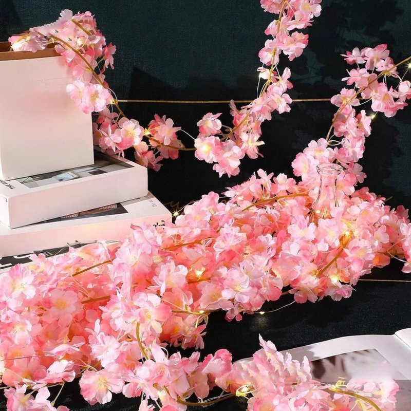 Cherry Blossom Vine String Lights - Copper Wire Fairy Lights for Indoor & Outdoor Decoration