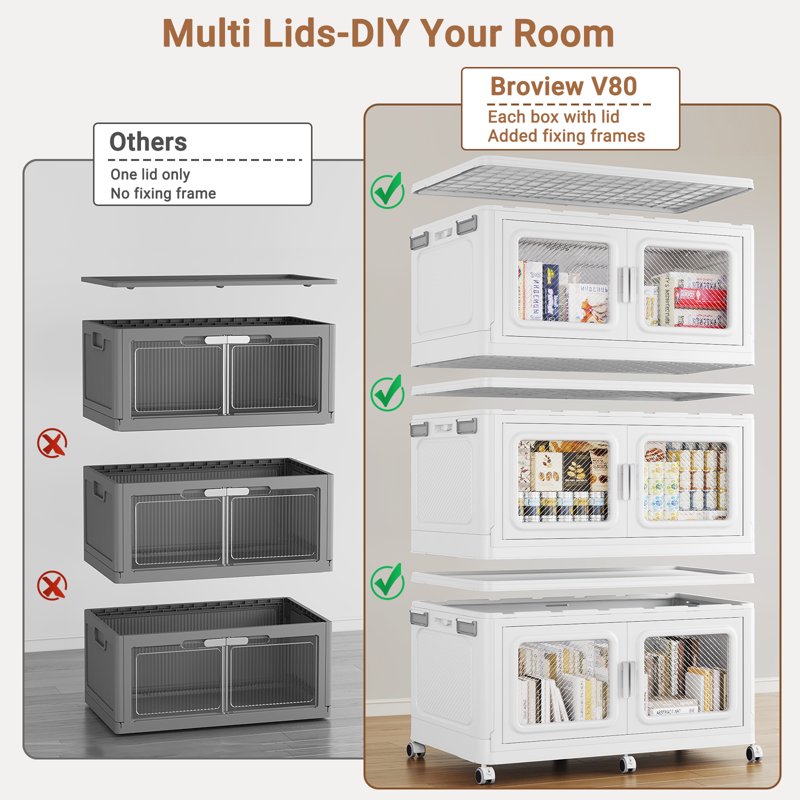 Extra Large Stackable Storage Bins with Lid – Heavy-Duty Plastic Closet Organizers