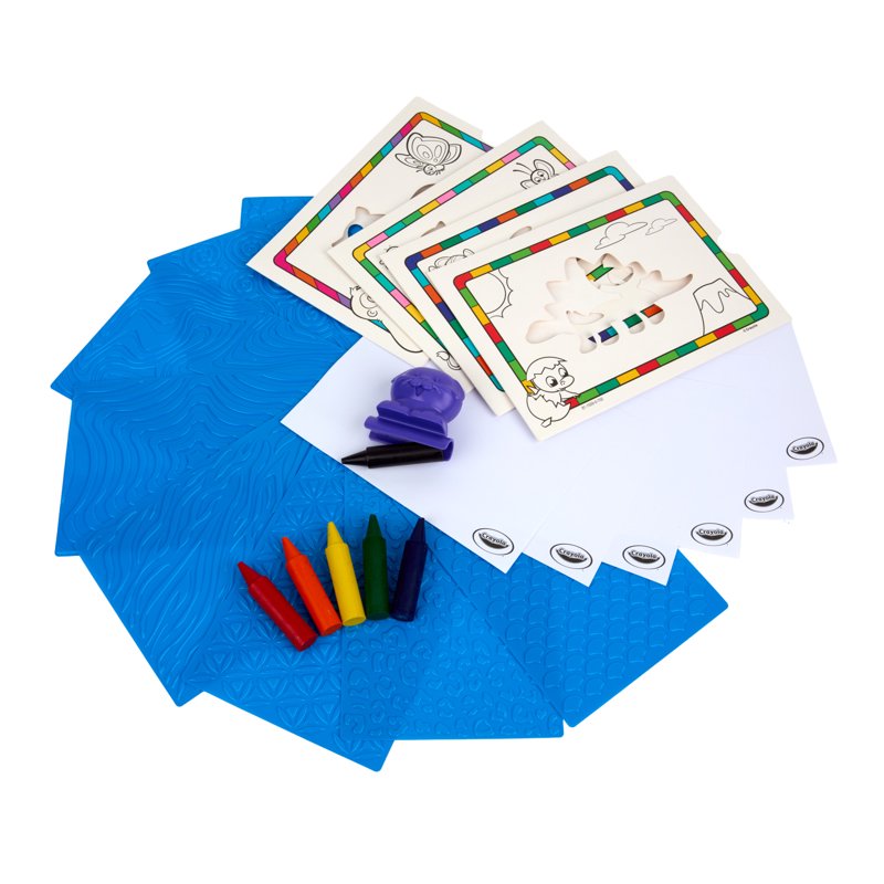 Kids Texture Art Kit with Jumbo Crayons & Rubbing Plates - Toddler Creative Set