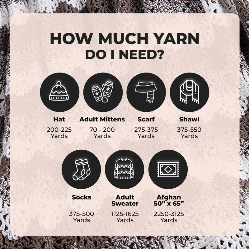 Variegated Ragg Yarn - Wool-Like Striped Acrylic Craft Yarn, 216 Yards