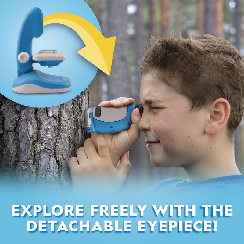 Kids Microscope Science Kit with Up to 250x Magnification and Detachable Eyepiece