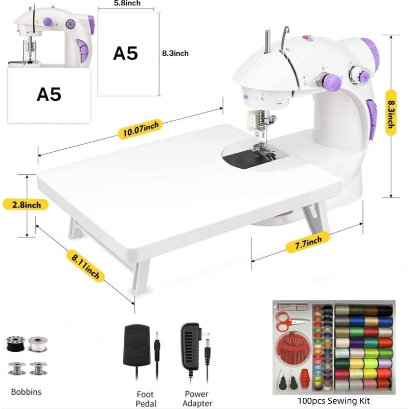 Portable Mini Sewing Machine with Double Speed Switch & Accessories
