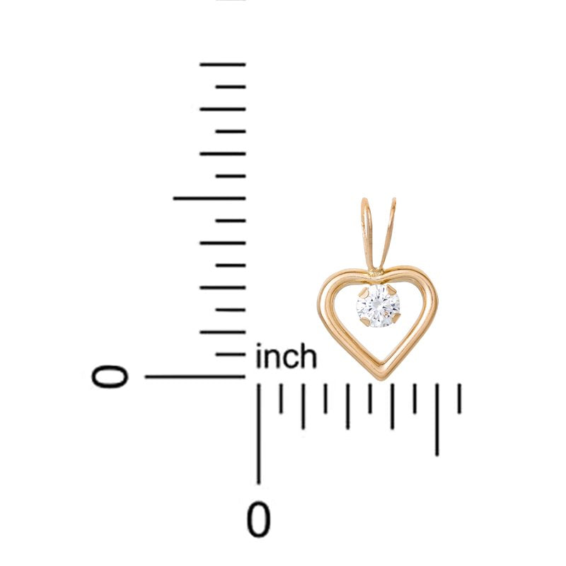 Women's CZ Heart Pendant Necklace - 14K Gold Plated, 18-Inch Chain