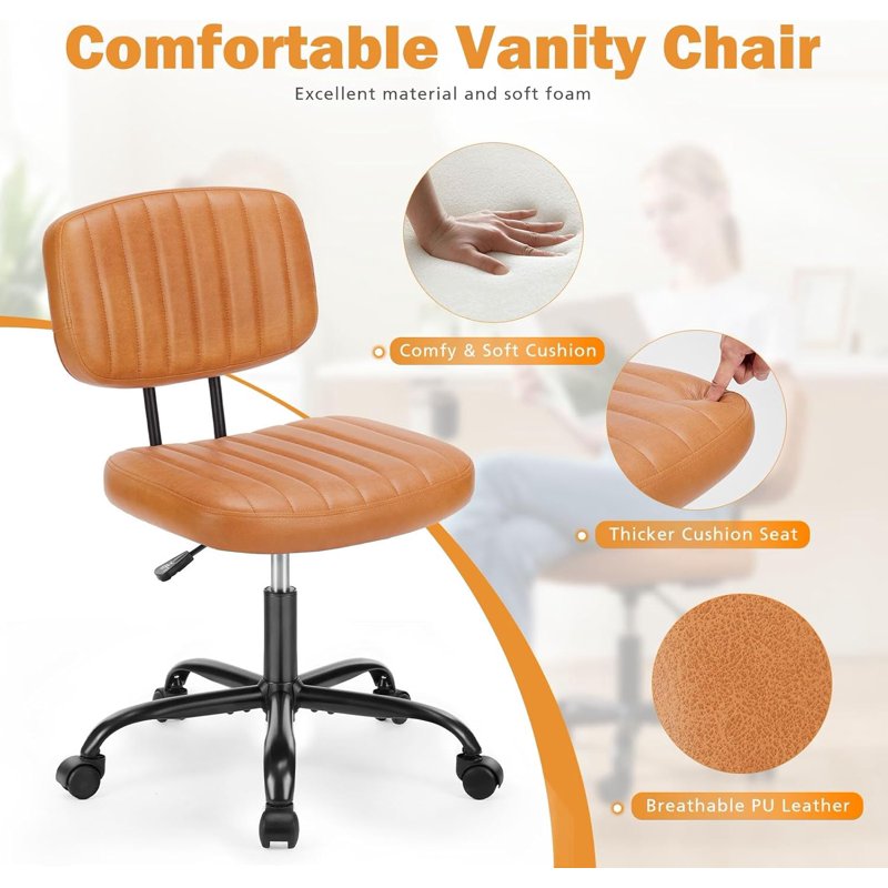 Office Task Chair with Wheels Armless Swivel Desk Chair for Home and Office