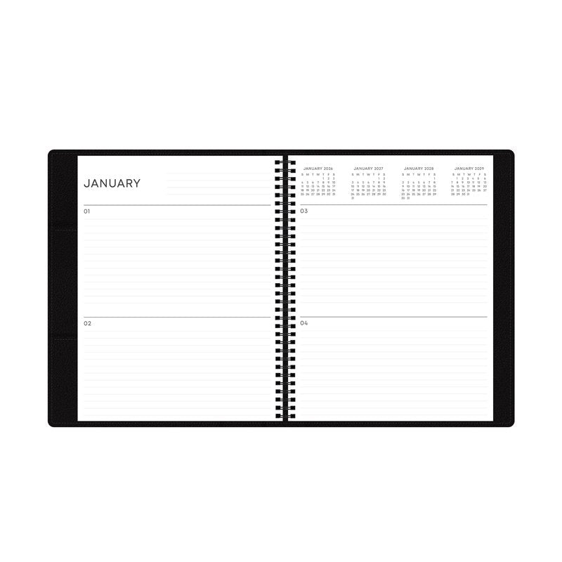 Blue Sky Perpetual Monthly Weekly Planner 8.5x11 Faux Leather Black