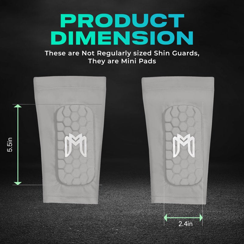 MediCaptain Mini Soccer Shin Guard Sleeves with Built-In EVA Pads, Gray - Variation: Maxi