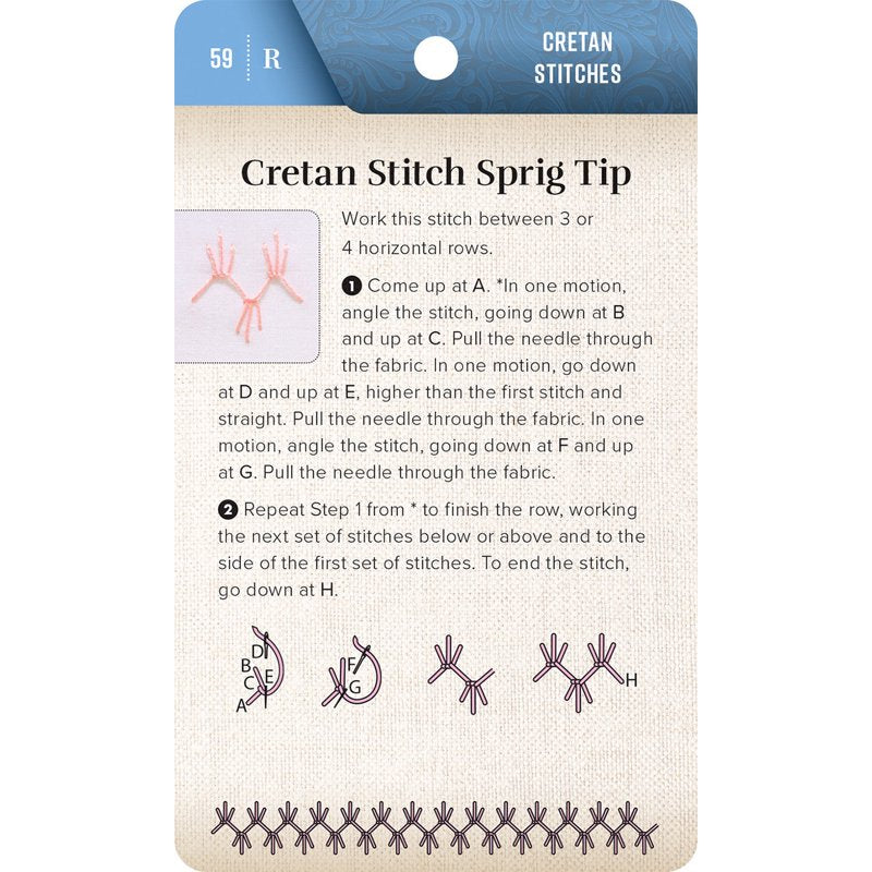 Embroidery Card Set with 60 Stitches, Thread Organizers & Rings - Portable Craft Tool