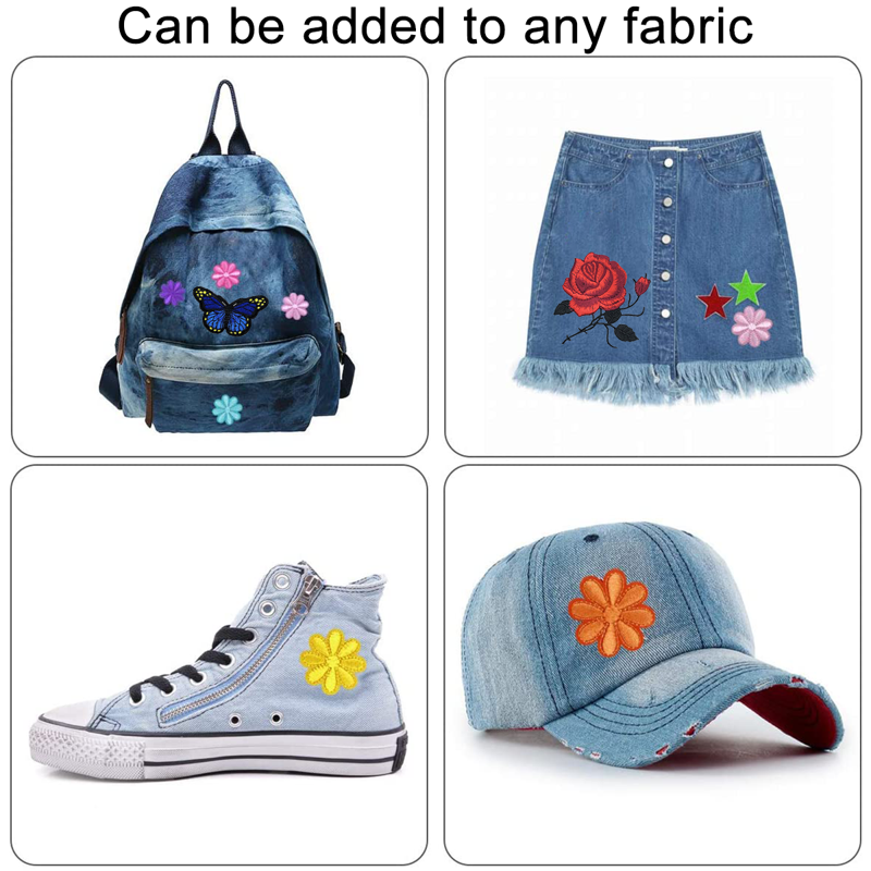 23-Piece Flower Embroidered Iron-On & Sew-On Patches for Clothing DIY