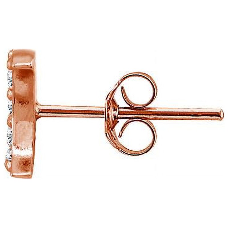 Rose Gold Plated Sterling Silver CZ Half Moon Stud Earrings - Small & Elegant